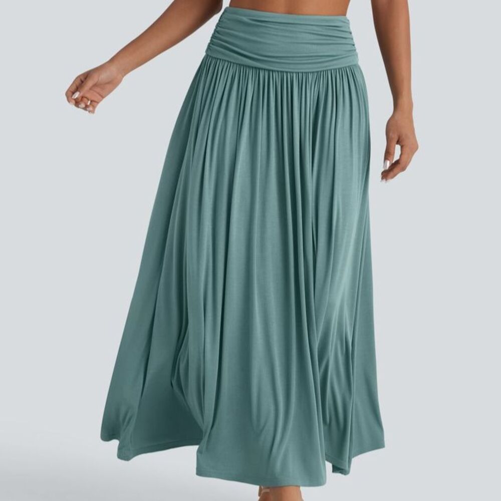 Halara Mineral Blue Soft Stretchy Ruched Flowy Maxi Skirt Size XS